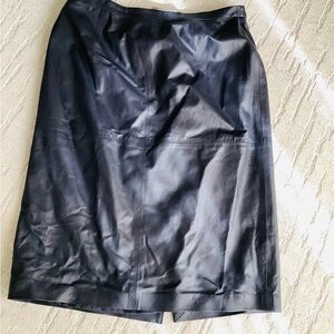 VINTAGE OSCAR BLACK GENUINE PLUS SIZE LEATHER LINED SKIRT SZ 16 W